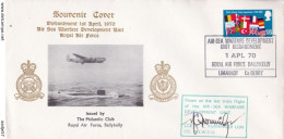 AIR-SEA RAF BALLYKELLY Air Plane LIMAVADY 1970 Cancel Cover ENGLAND GB UK RARE Numbered - Avions