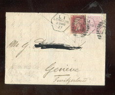 "GROSSBRITANIEN" 1877, Mi. 40 Und Mi. 16 Zusammen Auf Brief Ex London Nach Genf (R2213) - Covers & Documents