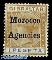 Great Britain 1898 1pta, Morocco Agencies, Stamp Out Of Set, Unused (hinged) - Ungebraucht