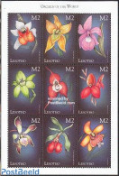 Lesotho 1999 Orchids 9v M/s, Dendrobium Bellatulum, Mint NH, Nature - Flowers & Plants - Orchids - Lesotho (1966-...)