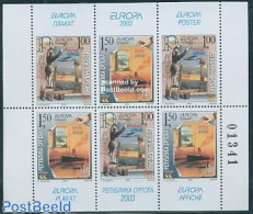 Bosnia Herzegovina - Serbian Adm. 2003 Europa, Poster Art Sheet With Stamps 1 Side Imp., Mint NH, History - Transport .. - Airplanes