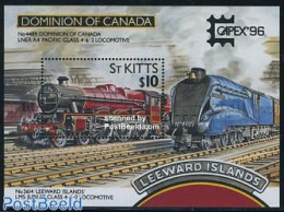 Saint Kitts/Nevis 1996 Capex S/s, Mint NH, Transport - Railways - Trains