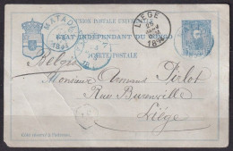 CONGO. 1893/Matadi, Fifteen-centimes Used Postal Stationery Response-card. - 1884-1894