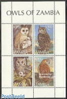 Zambia 1997 Owls 4v M/s, Mint NH, Nature - Birds - Owls - Zambia (1965-...)