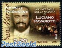 San Marino 2010 Luciano Pavarotti 1v, Mint NH, Performance Art - Music - Nuovi