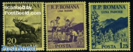 Romania 1954 Forest Month 3v, Unused (hinged), Nature - Sport - Animals (others & Mixed) - Deer - Trees & Forests - Sc.. - Ongebruikt