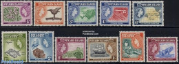 Pitcairn Islands 1957 Definitives 11v, Unused (hinged), Nature - Science - Transport - Various - Birds - Education - S.. - Boten