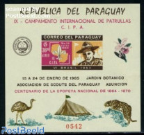 Paraguay 1965 Scouting S/s Imperforated, Mint NH, Nature - Sport - Various - Birds - Cat Family - Orchids - Scouting -.. - Géographie