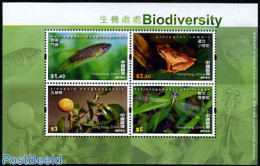 Hong Kong 2010 Biodiversity 4v M/s, Mint NH, Nature - Animals (others & Mixed) - Fish - Frogs & Toads - Insects - Rept.. - Unused Stamps