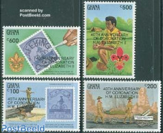 Ghana 1993 Elizabeth Coronation 4v, Mint NH, History - Sport - Kings & Queens (Royalty) - Cycling - Scouting - Stamps .. - Royalties, Royals