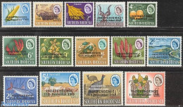 Rhodesia 1966 Definitives, Overprinted On South.Rh. Stamps 14v, Mint NH, History - Nature - Coat Of Arms - Animals (ot.. - Other & Unclassified