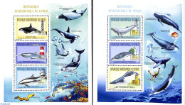 Congo Dem. Republic, (zaire) 2011 Whales, Dolphins 6v (2 M/s), Mint NH, Nature - Various - Sea Mammals - Lighthouses &.. - Faros