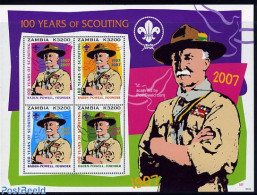 Zambia 2007 100 Years Of Scouting 4v M/s, Mint NH, Sport - Scouting - Zambia (1965-...)