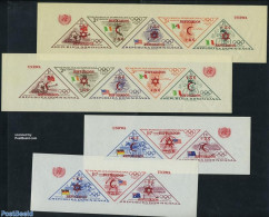 Dominican Republic 1958 Overprints 4 S/s Imperforated, Mint NH, Health - History - Nature - Sport - Red Cross - Refuge.. - Croce Rossa