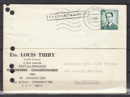 Kaart Van Manage Naar La Louviere Met Langstempel Fayt Lez Manage - Linear Postmarks