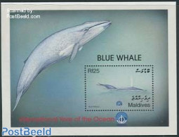 Maldives 1999 Ocean Year, Blue Whale S/s, Mint NH, Nature - Sea Mammals - Maldive (1965-...)