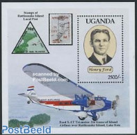Uganda 1994 Henry Ford S/s, Mint NH, Transport - Stamps On Stamps - Automobiles - Aircraft & Aviation - Timbres Sur Timbres