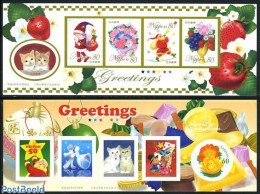 Japan 2008 Winter Greetings 10v S-a (2 Foil Sheets), Mint NH, Nature - Cats - Roses - Nuovi