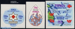 Tonga 1979 On Service, Decade Of Progress 3v, Mint NH, Health - Various - Red Cross - Maps - Croix-Rouge