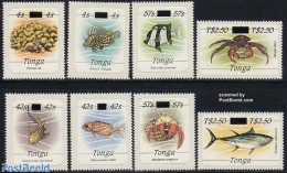 Tonga 1986 Overprints 8v, Mint NH, Nature - Fish - Peces