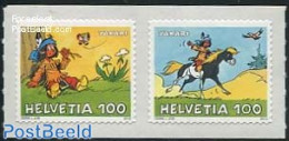 Switzerland 2012 Yakari 2v S-a, Mint NH, Nature - Butterflies - Horses - Art - Comics (except Disney) - Neufs