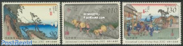 Japan 2002 Letter Writing Week 3v, Mint NH, Transport - Ships And Boats - Art - Bridges And Tunnels - East Asian Art -.. - Nuevos