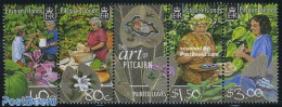 Pitcairn Islands 2003 The Art Of Pitcairn 4v+tab [::T::], Mint NH, Nature - Transport - Flowers & Plants - Ships And B.. - Bateaux