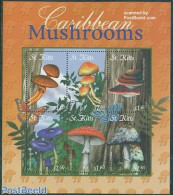 Saint Kitts/Nevis 2001 Mushrooms 6v M/s, Pholotia Spectabilis, Mint NH, Nature - Mushrooms - Mushrooms