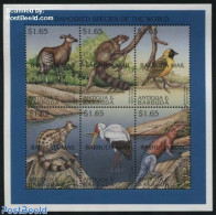 Barbuda 1999 Endangered Species 6v M/s, Mint NH, Nature - Animals (others & Mixed) - Birds - Reptiles - Storks - Barbuda (...-1981)