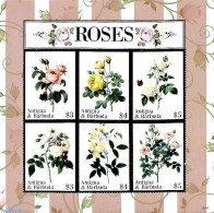 Antigua & Barbuda 2019 Roses 6v M/s, Mint NH, Nature - Flowers & Plants - Roses - Antigua Et Barbuda (1981-...)