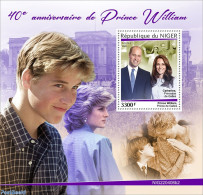 Niger 2022 40th Annversary Of Prince William, Mint NH, History - Charles & Diana - Kings & Queens (Royalty) - Case Reali