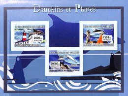 Guinea, Republic 2007 Dolphins & Lighthouses 3v M/s, Imperforated, Mint NH, Nature - Various - Sea Mammals - Lighthous.. - Phares