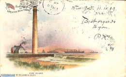 United States Of America 1899 Illustrated Postcard 1c, Fire Island, Uprated With 1c To Austria, Postal History, Variou.. - Lettres & Documents