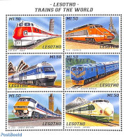 Lesotho 1996 Trains Of The World 6v M/s, Mint NH, Transport - Railways - Trains