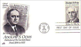 USA Adolph S. Ochs Founder Publisher New York Times FDC ( A60 759) - Ecrivains