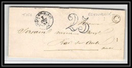 36857 Nogent (Haute-Marne) 1859 Boite Rurale C Esnouveaux Pour Bar-sur-Aube France Marque Postale LAC Lettre Cover - 1801-1848: Precursors XIX