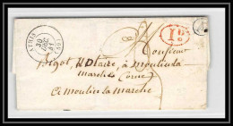 36783 Athis MARNE 1841 Double Taxe Boite Rurale F Pour Moulins-la-Marche France Marque Postale LSC Lettre Cover - 1801-1848: Precursors XIX