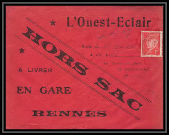 36588 Hors Sac Type Petain 1942 Saint-Jean-Brévelay Morbihan Gare De Rennes Bretagne Ouest Eclair France Lettre Cover - 1921-1960: Période Moderne