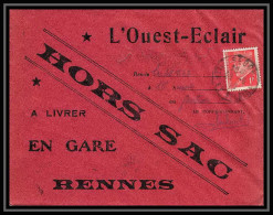 36593 Hors Sac Type Petain 1942 Redon Morbihan Pour Gare De Rennes Bretagne Ouest Eclair France Lettre Cover - 1921-1960: Période Moderne