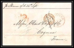 36227 1851 Steamer 24 Th September New York Usa Cognac Charente Marque Postale Maritime Cover Schiffspost Lettre LAC - Poste Maritime