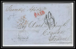 36157 1855 Steamer Africa New York Usa Cognac Charente Marque Postale Maritime Cover Schiffspost - Poste Maritime