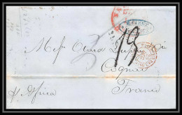 36089 1854 Steamer Africa New York Usa Cognac Charente Marque Postale Maritime Cover Schiffspost Lettre LAC Bateau Ship - Maritime Post