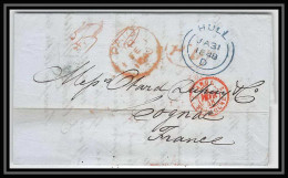 36047 1848 Hull England Port Payé PAID Cognac Charente Marque Postale Maritime Cover Schiffspost Lettre LAC Lettre LAC - Poste Maritime