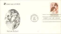 USA Helen Keller Deaf Mute Sourde Muette Anne Sullivan FDC Cover ( A62 276) - 1981-1990