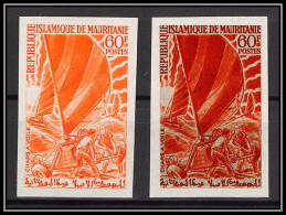 94054i N°255 Chars à Voile Sand Yachts Mauritanie Essai Proof Non Dentelé Imperf ** MNH 1968 Paire - Autres & Non Classés