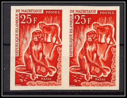 94012 Y&t N°173 Patas Singes Apes Monkeys Animaux Animals 1963 Mauritanie Essai Proof Non Dentelé Imperf Paire ** MNH  - Scimmie