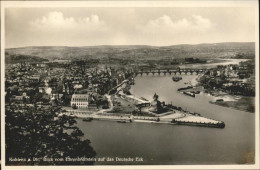 71471504 Koblenz Rhein Blick Vom Ehrenbreitstein Auf Deutsches Eck Schiffe Rhein - Koblenz