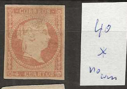 1856 MH España Michel 40a No Watermark - Unused Stamps