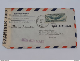 Timbre Des Etats-Unis Sur Enveloppe Envoyée Par Air Mail De New York Vers Nice - Opened By Examiner . Lot495 . - Briefe U. Dokumente
