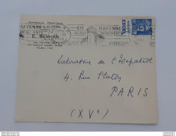 Timbre Type Gandon Avec Publicité Margarine Excel Sur Enveloppe Envoyée De Laval Vers Paris .. Lot495 . - Cartas & Documentos
